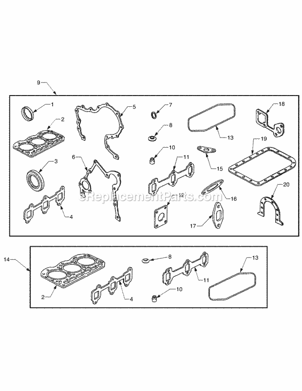 Gasket Sets Diagram and Parts List for 5264DE 54AE546-710, 54BE546-710 Cub Cadet Lawn Tractor